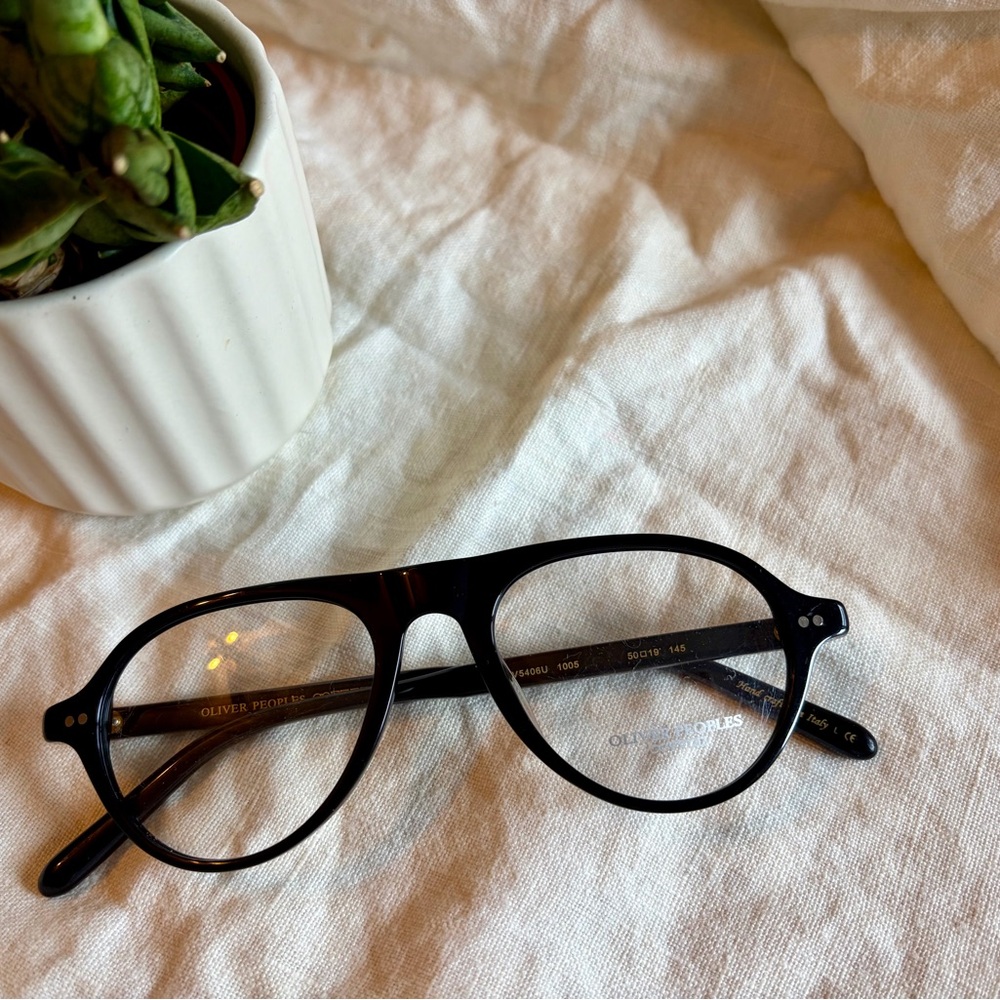 Oliver Peoples Emet - Black Thick Framed Glasses - Branded Demo Lenses - Unisex